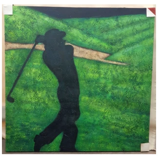 Schilderij golfer op doek Swing 80 x 80 cm