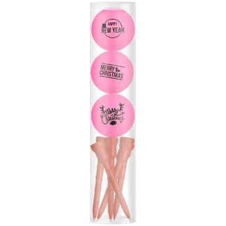 cadeauset 3 kerst en happy ew year golfballen met tees