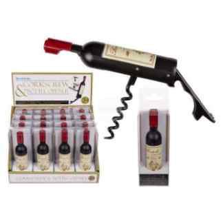 Kunststof flesopener in de vorm van een wijnfles