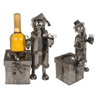 Metalen wijnstandaard kerstman
