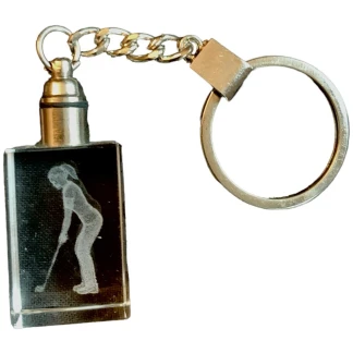Golfsleutelhanger hologram vrouw in glas