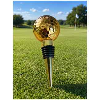Luxe Wijnstopper Golfbal Goud