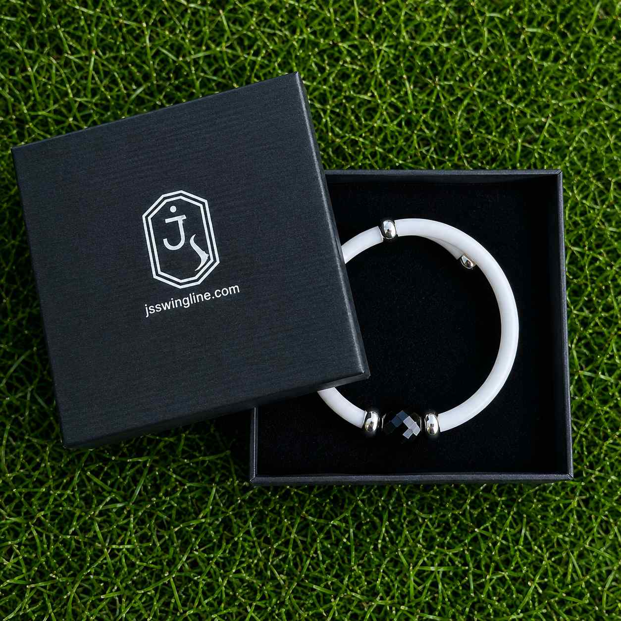 Golfarmband – Wit met Sterling Zilver & Zwarte Onyx - Afbeelding 2