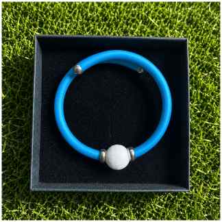 Golfarmband – Sterling Zilver & Witte Agaat met blauwe band