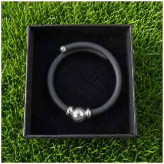 Golfarmband – Zwart Rubber, Sterling Zilver & Zilveren Golfbal