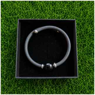 Golfarmband – Zwart Rubber, Sterling Zilver & Zwarte Agaat