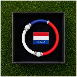 Golfarmband Holland – Rood, Wit, Blauw, Sterling Zilver & Witte Agaat