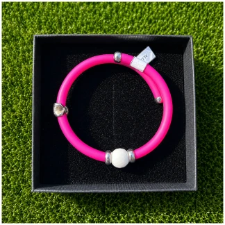 Golfarmband – Sterling Zilver & Witte Agaat paars/roze