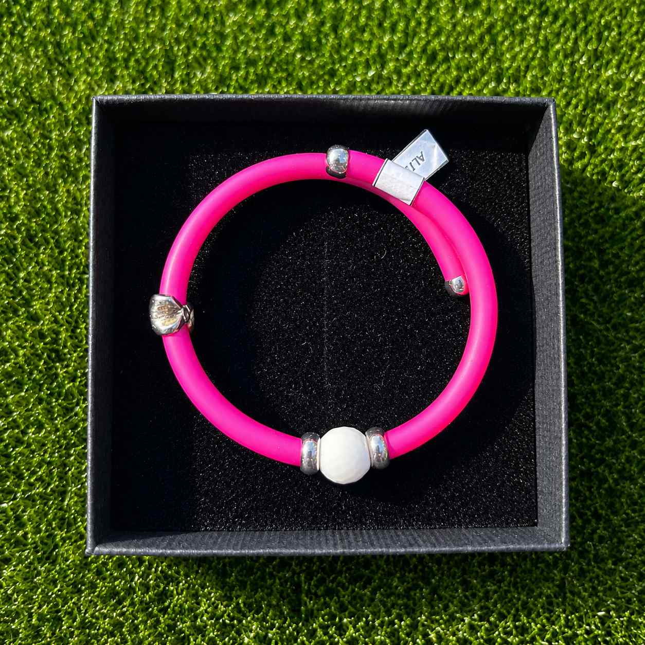 Golfarmband – Sterling Zilver & Witte Agaat paars/roze