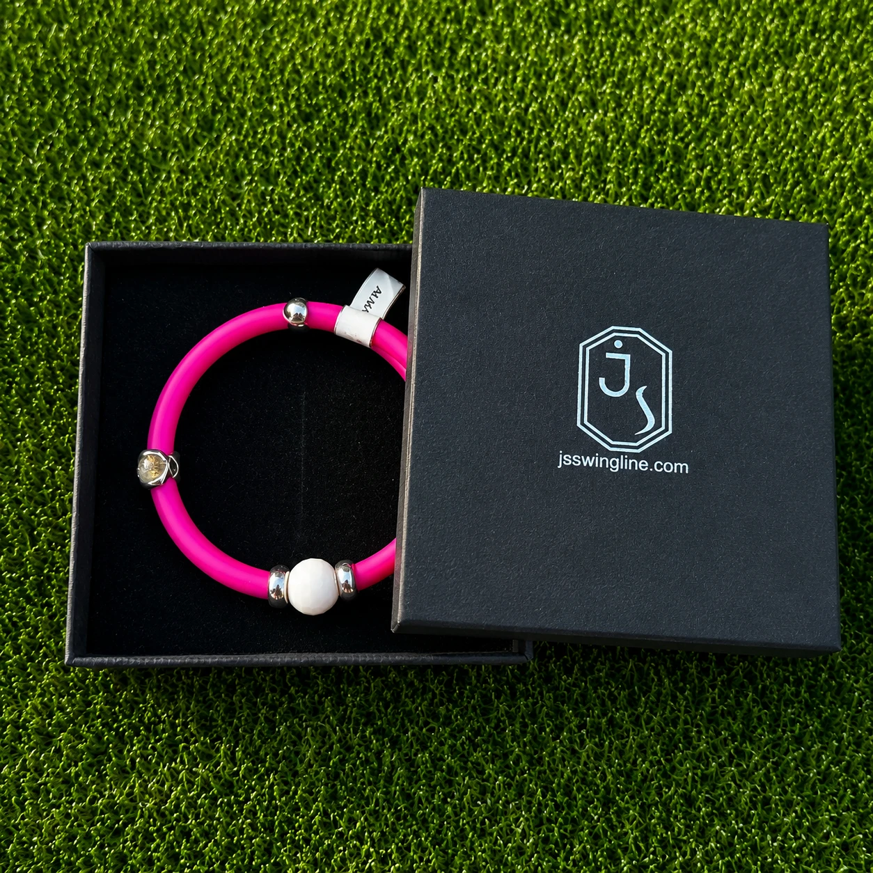 Golfarmband – Sterling Zilver & Witte Agaat paars/roze - Afbeelding 2
