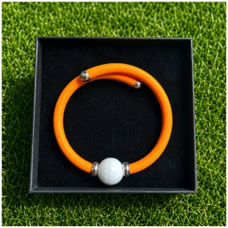 Golfarmband – Sterling Zilver & Witte Agaat Oranje band