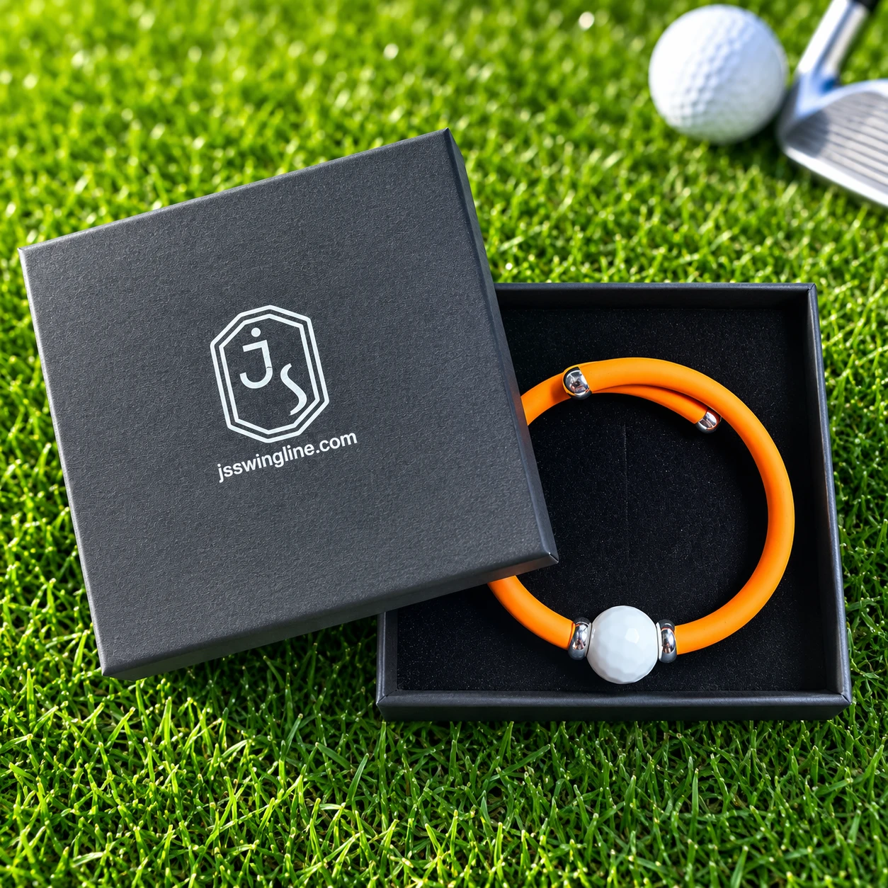 Golfarmband – Sterling Zilver & Witte Agaat Oranje band - Afbeelding 2