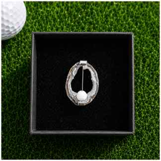 Golfbroche – Natuursteen, Sterling Zilver & Witte Agaat