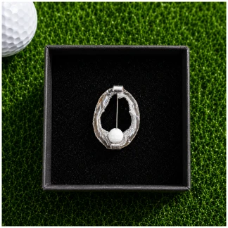 Golfbroche – Natuursteen, Sterling Zilver & Witte Agaat