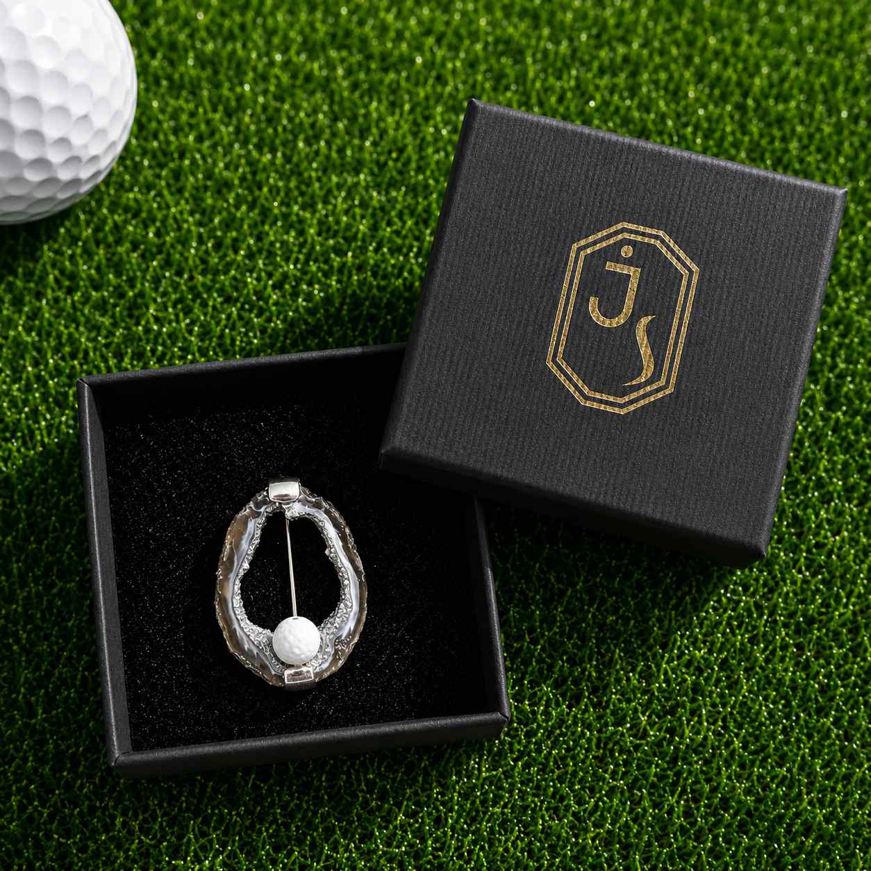 Golfbroche – Natuursteen, Sterling Zilver & Witte Agaat - Afbeelding 3