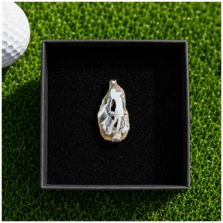 Golfbroche – Natuursteen met Sterling Zilveren Golfswing