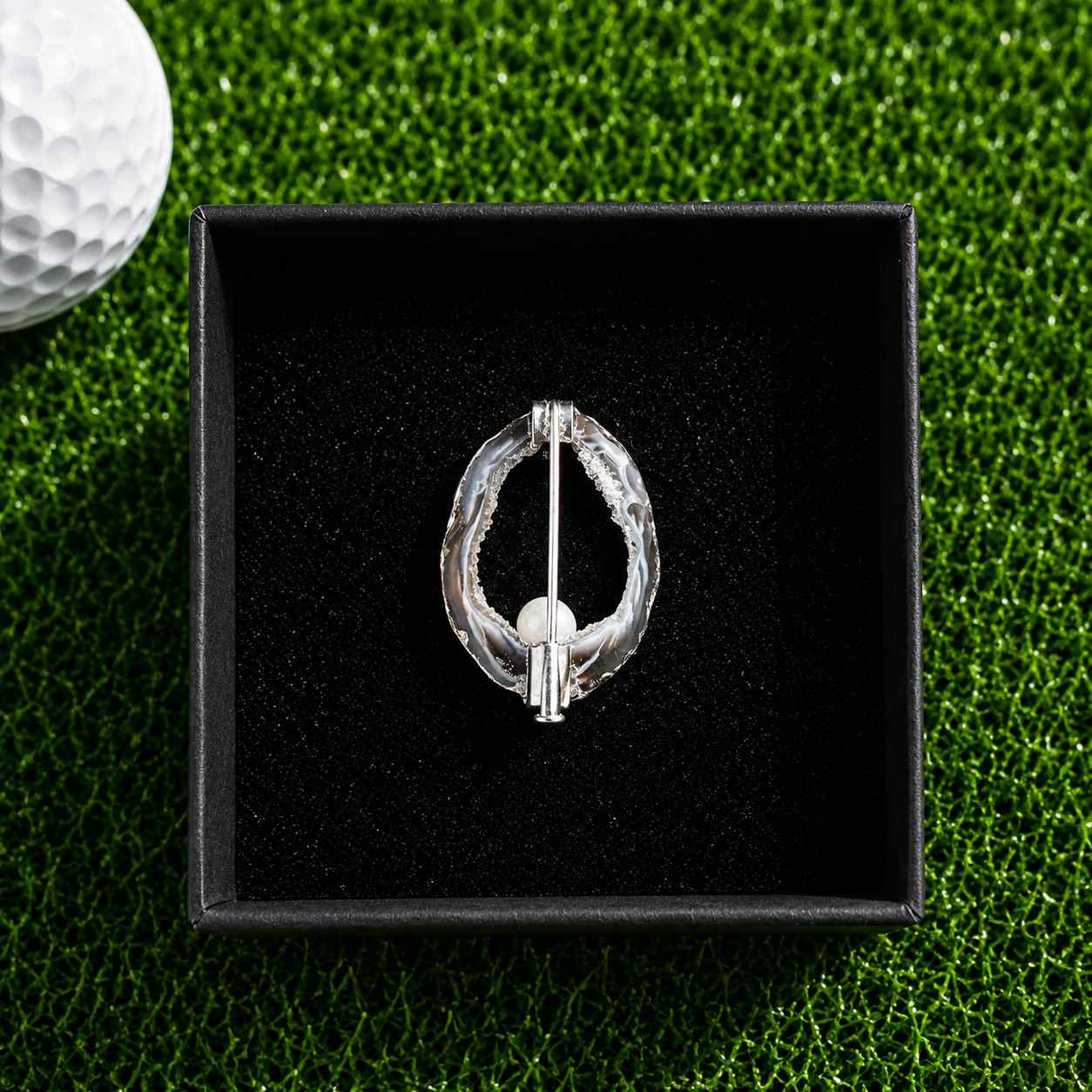 Golfbroche – Natuursteen met Sterling Zilveren Golfswing - Afbeelding 4
