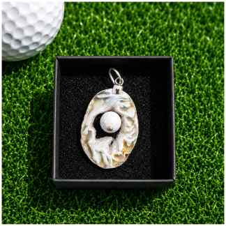 Sterling Zilveren Golf Hanger – Natuursteen & Golfbal
