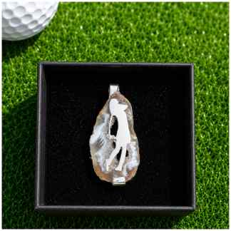 Sterling Zilveren Golf Hanger – Natuursteen met Golfswing