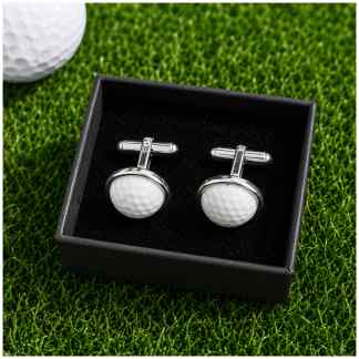 Sterling Zilveren Golf Manchetknopen – Witte Agaat Golfbal