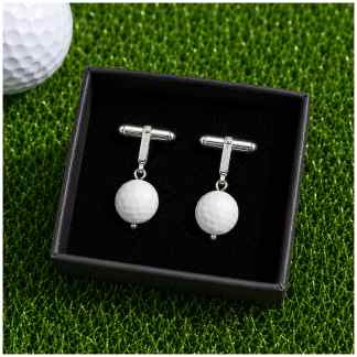 Sterling Zilveren Golf Manchetknopen met Witte Agaat