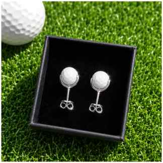 Golf Oorknopjes – Sterling Zilver & Witte Natuursteen