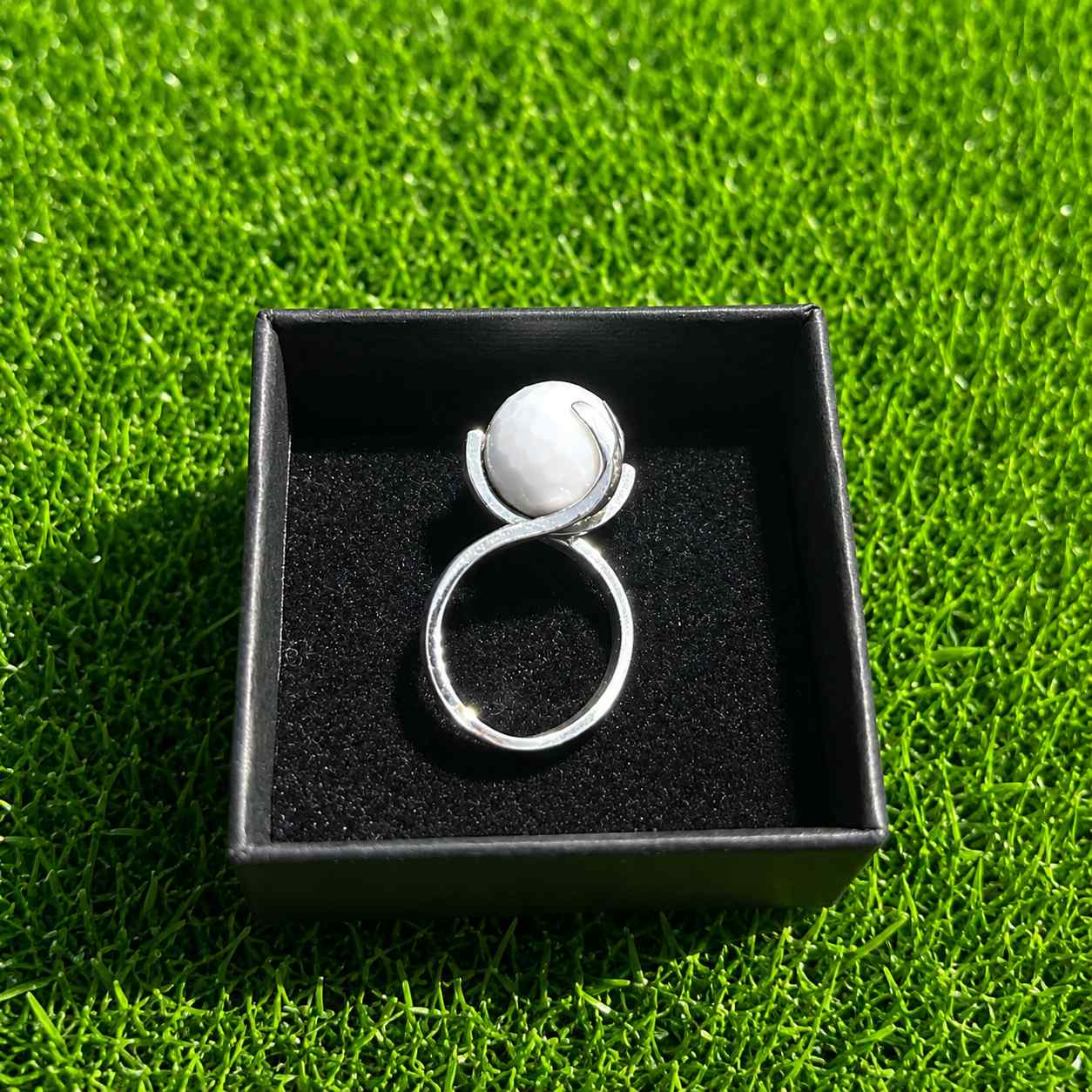 Golfring – Sterling Zilver met 14 mm Natuurstenen Golfbal - Afbeelding 5