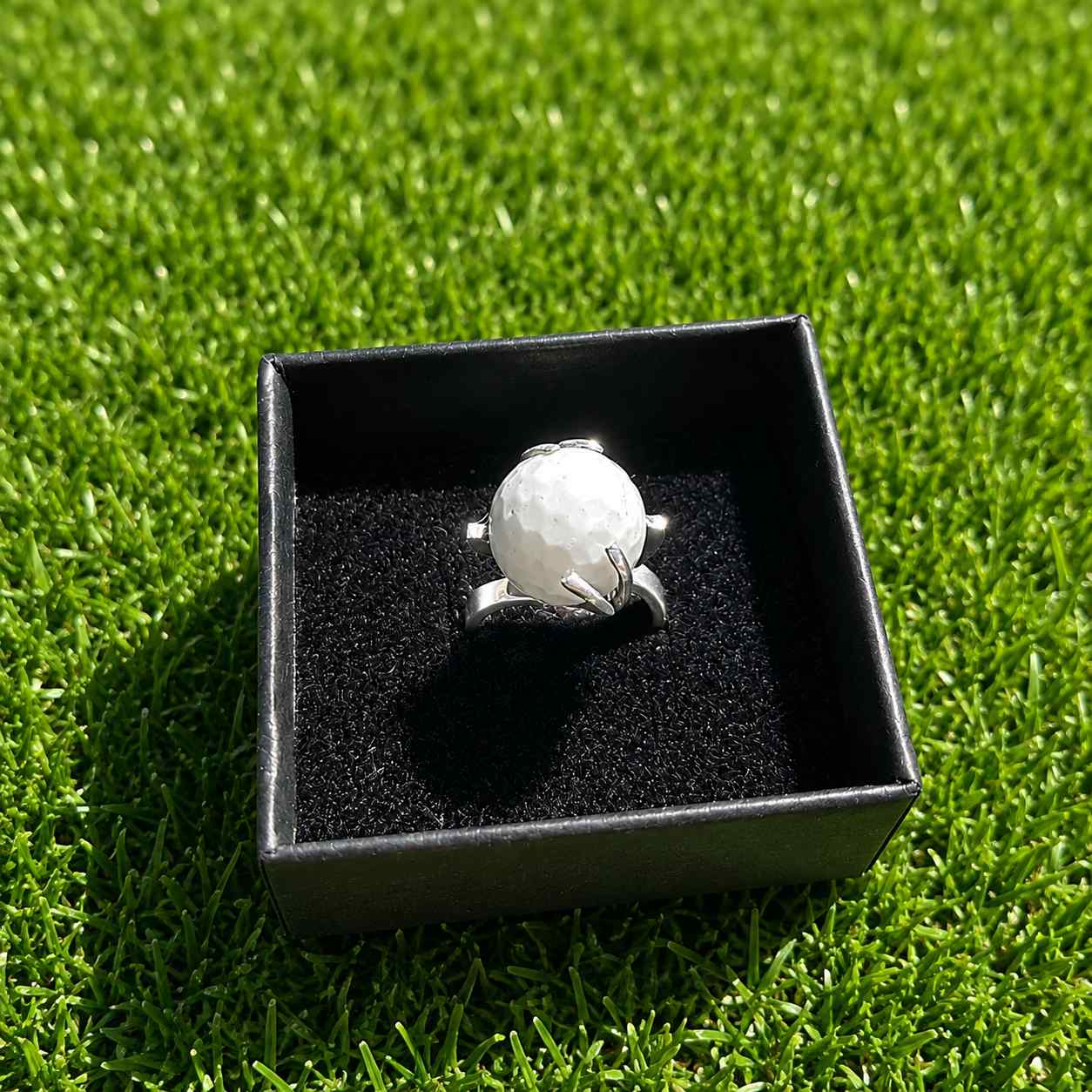 Golfring – Sterling Zilver met 14 mm Natuurstenen Golfbal