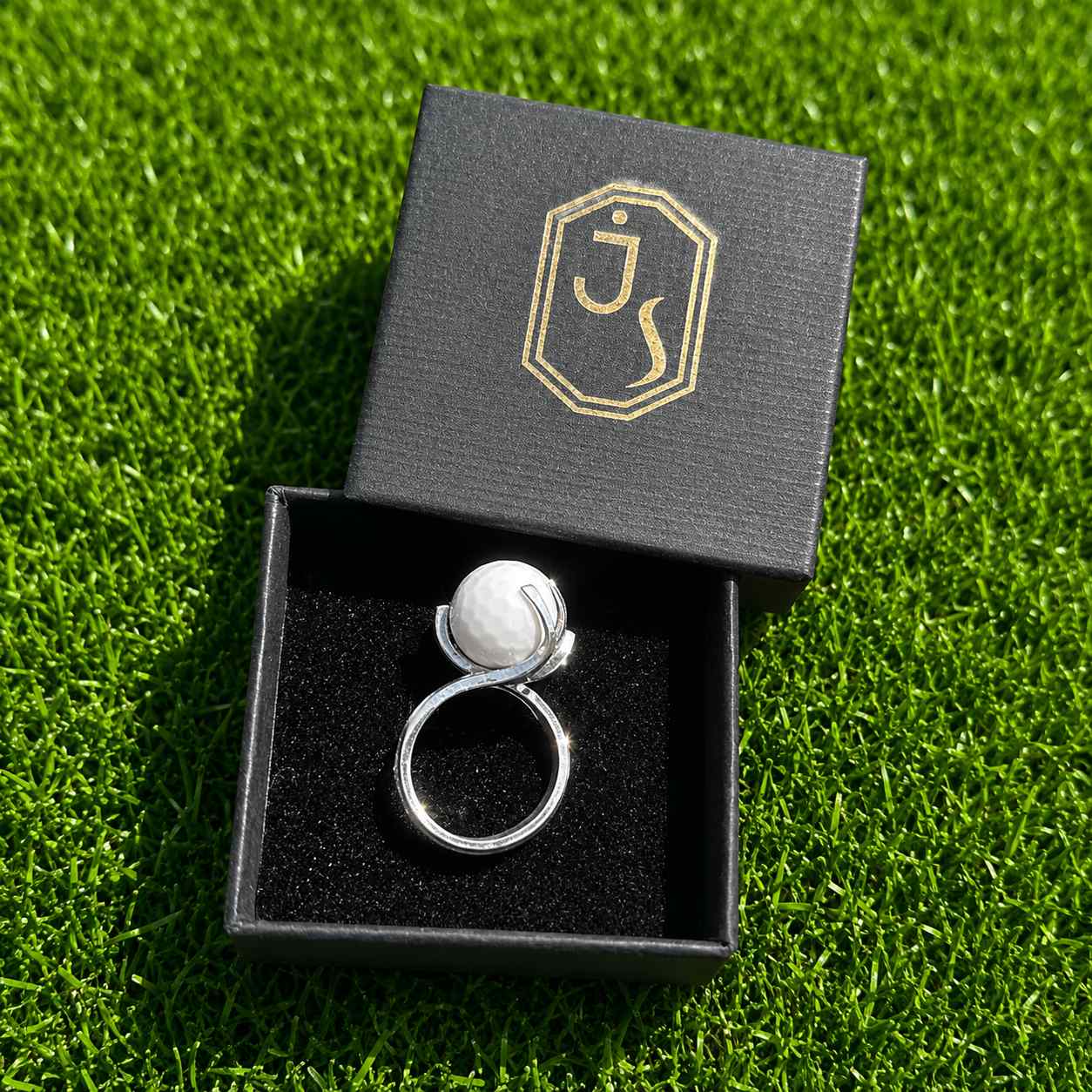 Golfring – Sterling Zilver met 14 mm Natuurstenen Golfbal - Afbeelding 3