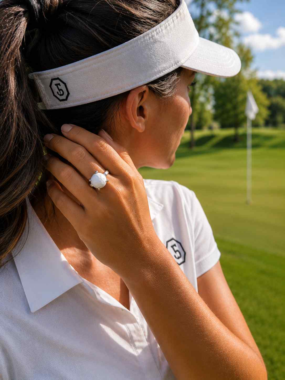 Golfring – Sterling Zilver met 14 mm Natuurstenen Golfbal - Afbeelding 2